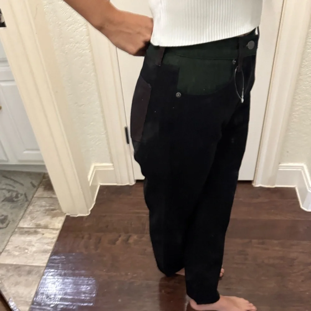 NEW  Pistola  Hight Rise Black Brown Green color  block Denim Pants Jeans 26 - Picture 4 of 5